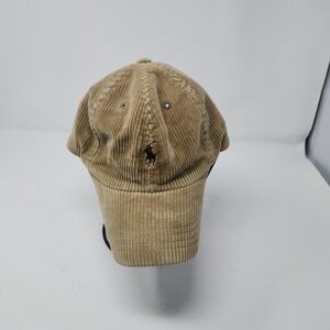 Vtg Polo Ralph Lauren Corduroy Mens One Size Cap Beige Black Pony